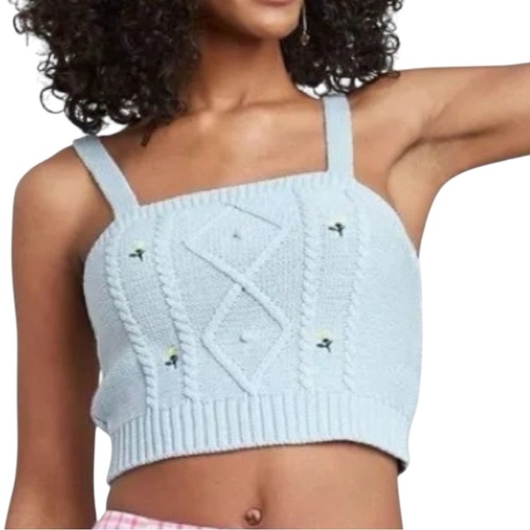 Wild Fable Knit Crop Top Blue XL - Picture 1 of 8